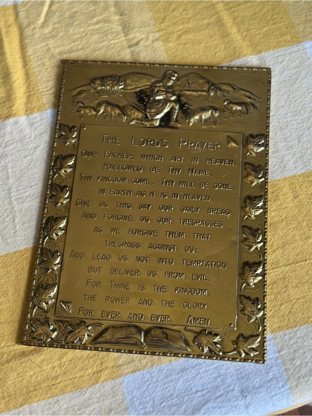Brass The Lord's Prayer Wall Plaque - Gold Finish